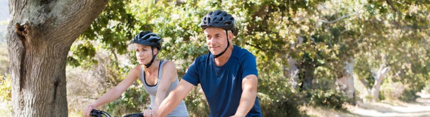 couple biking and retirement income